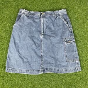 Vintage 90s Old Navy Medium Wash Blue Jeans Denim Cargo Mini Skirt Sz 29